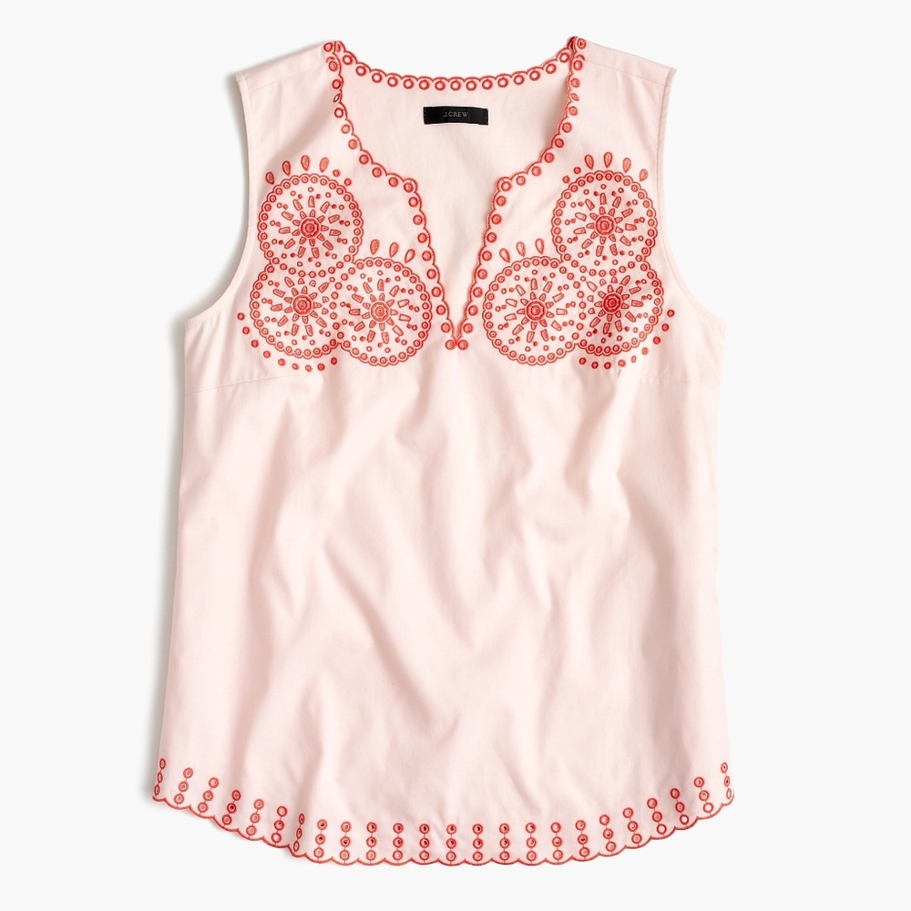 J. Crew Embroidered circles sleeveless top NWT